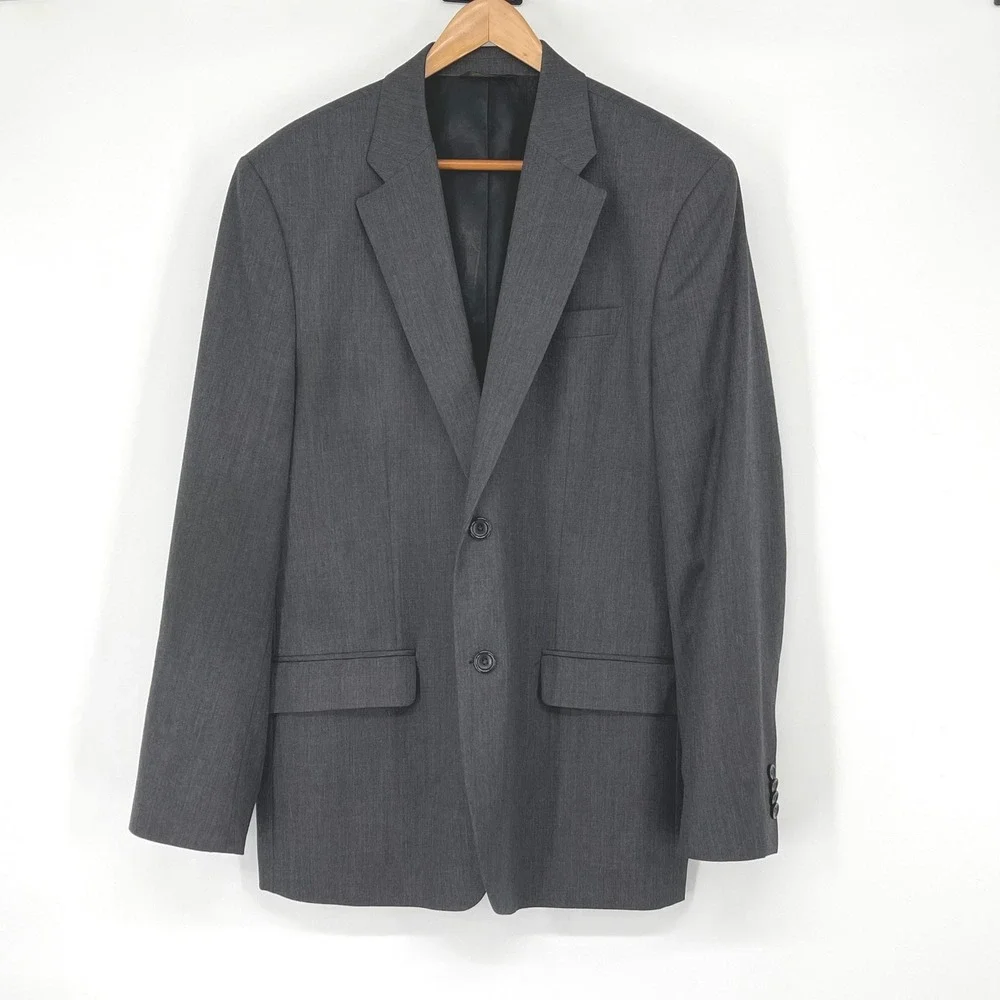 Banana Republic Men's 44R Charcoal Gray Wool Blend Two Button Blazer Suit Jacket